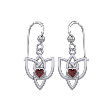 Celtic Knotwork Silver Earrings with Heart Gemstone TER1847 - Jewelry